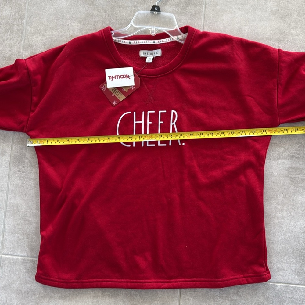 NWT Rae Dunn Women's CHEER Red Sweatshirt- Preowned Rae Dunn Red Joggers Set- L - Picture 8 of 16